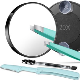 TsMADDTs TsMADDTs 20X Magnifying Mirror with Suction Cups, Small Magnify Mirror, Travel Magnifying for Shaving, Blackhead Blemish Removal, 3.5IN