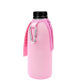 Linkidea Sports Drinks Sleeve Compatible with 16.9 Fl Oz PRIME Hydration, BODYARMOR, Gatorade Fit, Velvet Neoprene Sports Drinking Water Cover with Zipper Pull Lockable, Pink