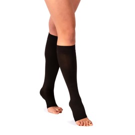 RIEMTEX Compression Stockings Class 1 CCL1 Support Stockings for Men and Women with Open Toe Black or Beige Classic Series 7110, black