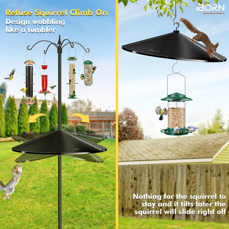 iBorn Squirrel Baffle for Bird Feeder Pole, 19.5” Oversized Squirrel