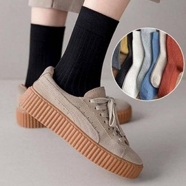 Four Seasons Women's Mid-Calf Ribbed Socks, 10 Colors Ribbed Women's Socks (Beige) 5ea