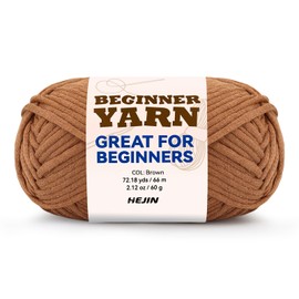 60g Brown Yarn for Crocheting and Knitting;66m (72yds) Cotton Yarn for Beginners with Easy-to-See Stitches;Worsted-Weight Medium #4;Cotton-Nylon Blend Yarn for Beginners Crochet Kit Making