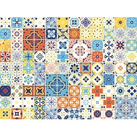 FLFK 60 pcs Traditional Mexican Talavera Tile Sticker for Bathroom & Kitchen Backsplash Decoration 4x4 Inch Wall Sticker Tile Decals