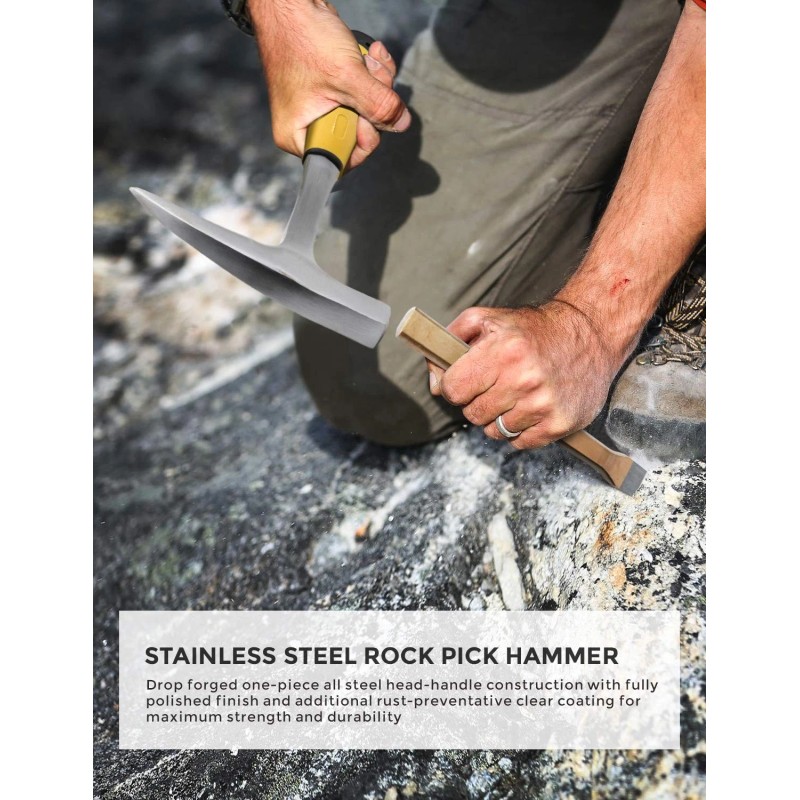 INCLY 15 PCS Geology Rock Pick Hammer Kit, 32oz Hammer