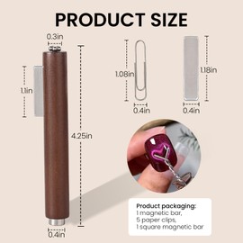 ESUOHYM 3 In 1 Nail Magnet For Cat Eye Gel Polish With Extra 1 PCS Square Magnet, 5 PCS Paper Clips For Nail Art DIY Tools Design