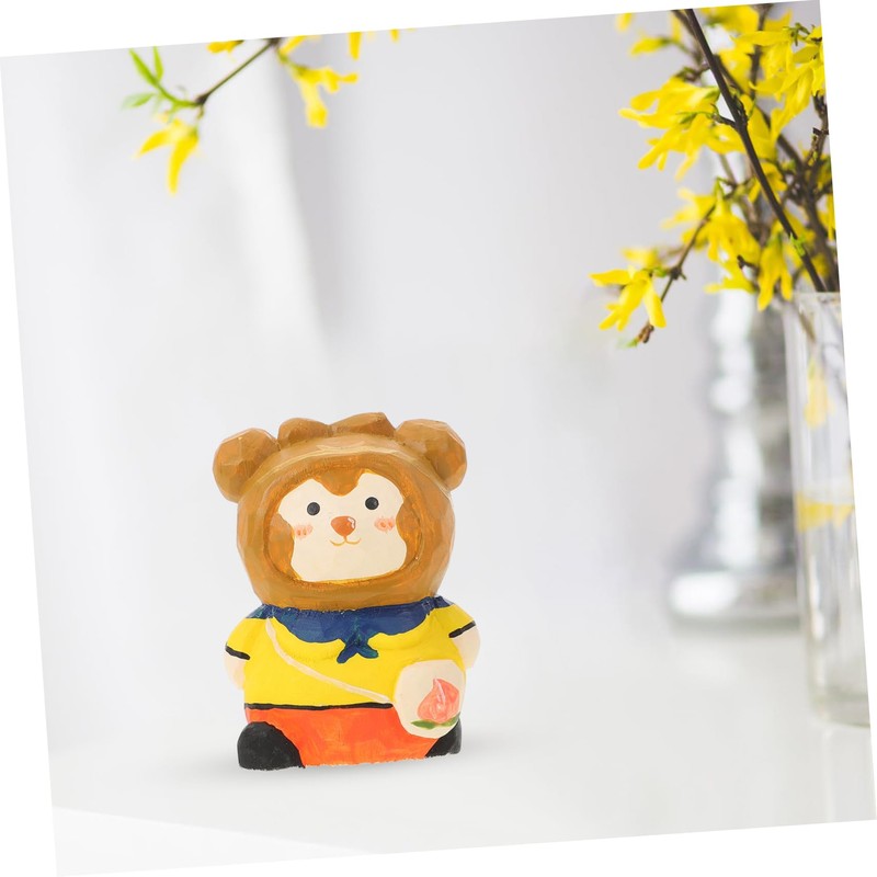 iplusmile Wooden Carved Monkey Figurine Unique Home Decor Solid Wood