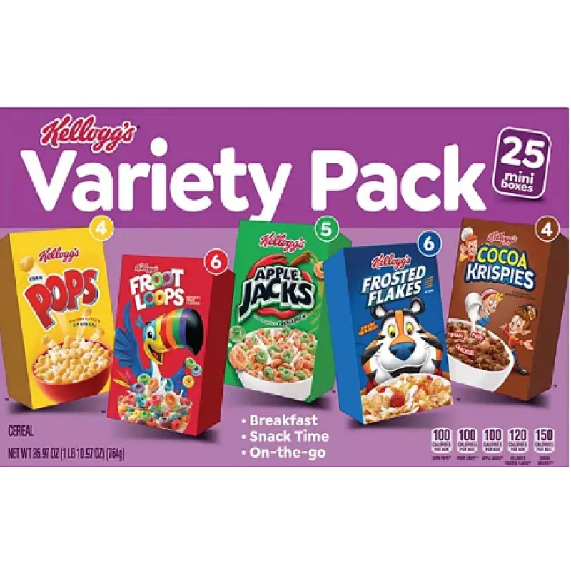 Kellogg's Assorted Cereal Variety Pack, 25 pk.