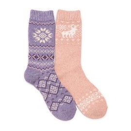 MUK LUKS Women's Wool Socks (2 Pair Pack), Multi, OS