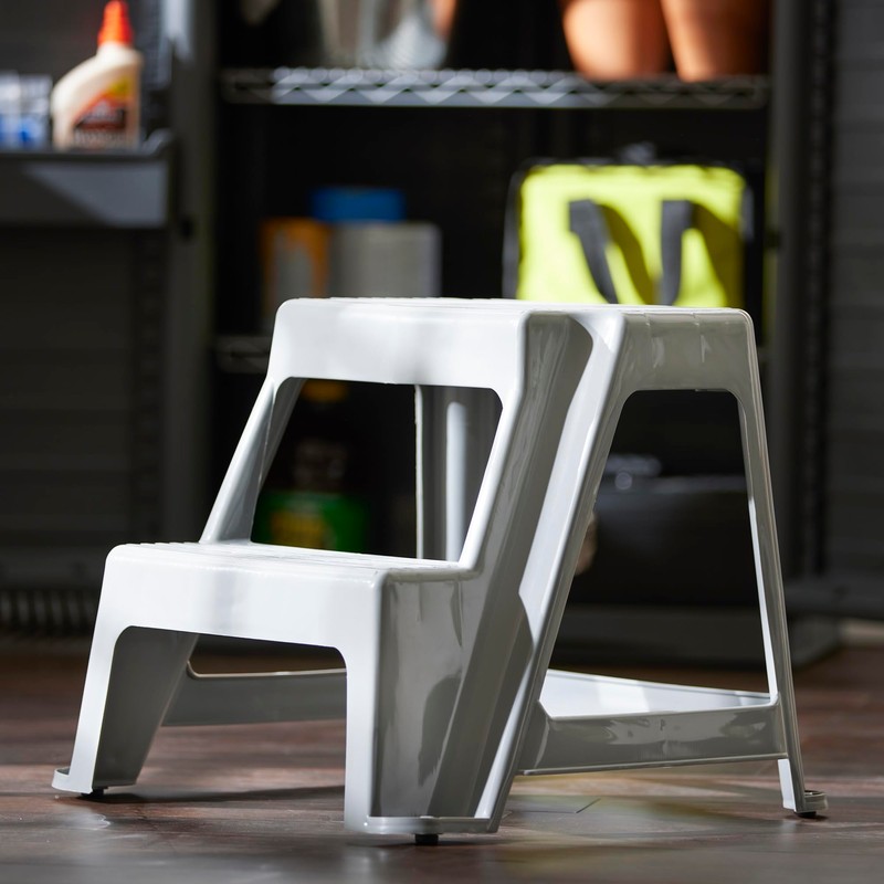 Gracious Living 2-Step Stool, Portable Plastic Stepping Stool for Dorm,