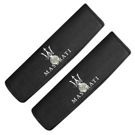 ARKOSKNIGHT 2 Pcs Safety Belt Scratch-Proof Cover Compatible with Maseratti Car Seat Belts Covers Padding Suede Leather Belt Shoulder Sleeve(Maser Black)