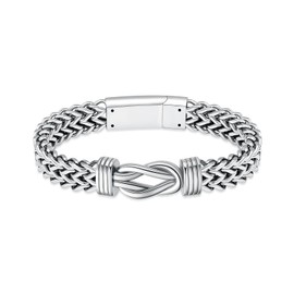 shajwo Cremation Jewelry Infinity Knot Urn Bracelet for Human Ashes for Women Men Memorial Keepsake Link Bracelet,Silver 24cm