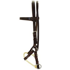 Thor Equine Bitless Sidepull with Single Rope 100% Cowhide Leather Noseband with Stainless Steel Buckles for Horses - Gentle Alternative from Traditional Manufacturing & Adjustable Buckle