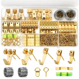 Lmutexyi 322Pcs Picture Hanging Kit, Professional Picture Hangers with Hooks, Nails, Wire, D Rings, Sawtooth Hangers ,Eye Hooks and Level–All-in-One Wall Hanging Kit for Frames, Mirrors, Photos & Art