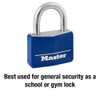 Master Lock 142DCM Covered Aluminum Keyed Padlock, 1-Pack, Blue