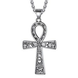 Richsteel Stainless Steel Egyptian Cross Pendant for Men Boys Religious Ankh Protection Amulet with Gift Box for Birthday Christmas