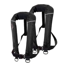 2Pcs/pack USCG Type V Approved Automatic Inflatable Life Jacket Vest with 33gram Cartridge for Adult (Black x2)