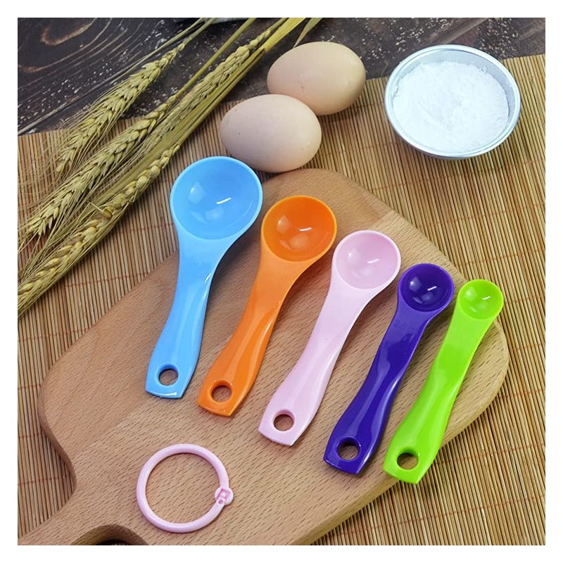 Set of 5 Plastic Measuring Spoons Set Colorful Measuring Cup