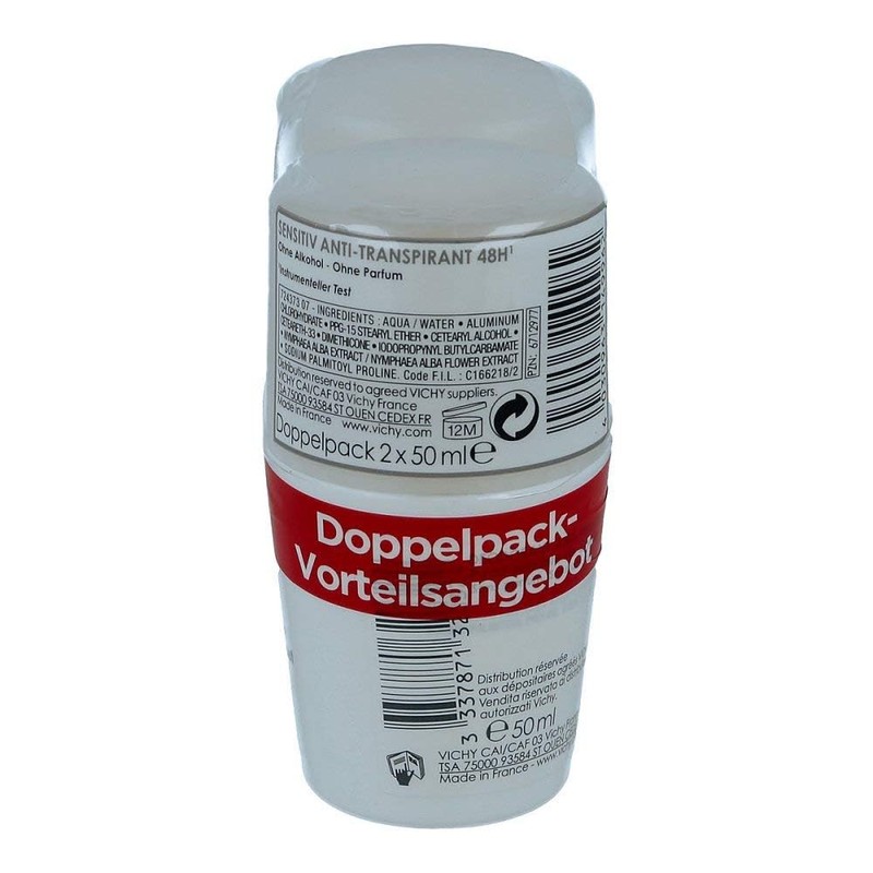 Vichy Deo Roll-On Sensitive Anti-Trans.48h 2 x 50 ml