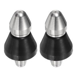 HARFINGTON 2pcs Pressure Washer Sewer Nozzle 1/4" Quick Connect 5000 PSI Stainless Steel Drain Blaster Rotating Button Nose Fixed Cleaning Water Hoses Jet for Drain Cleaning Hose