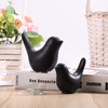 VORCOOL Set of 2 Black Ceramic Bird Figures Set, Modern