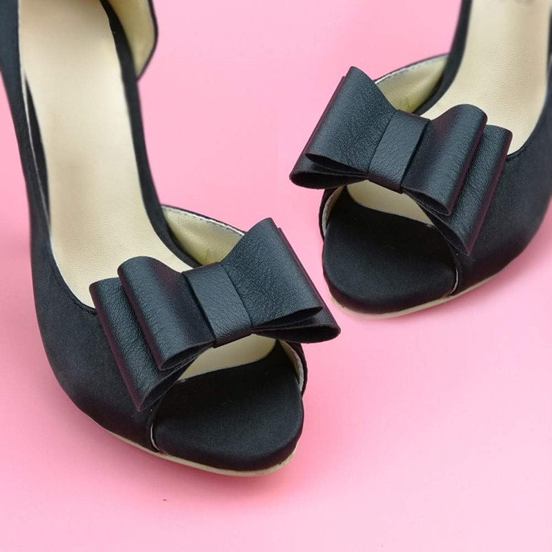 Douqu 1 Pair Simple Elegant Woman Ladies Black PU Bow
