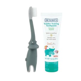Dr. Talbot's Toddler Training Toothbrush and Naturally Inspired Kids Toothpaste with Citroganix - 1.6 oz - Fluoride-Free Toothpaste and Toddler Toothbrush - 6+ Months - Elephant
