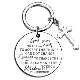 Communion Gifts God Grant Me The Serenity Prayer Sobriety Quote Keychain Gift Dog Tag Keyring Christian Inspirational Keychain for Daughter Friends Mother Gift Birthday Religious Recovery Jewelry