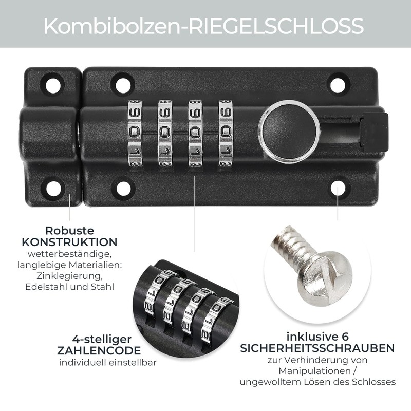 HMF Deadbolt 3591-02, Door Bolt with 4 Digit Combination Code
