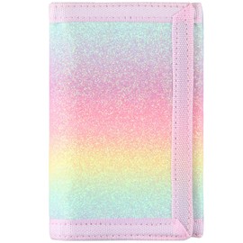 Lamumu Kids Wallets for Girls Boys, Little Girls Wallet for Kids, Rainbow Wallet for Teen Girls, Toddler Wallet for Girls with Magic Sticker, RFID Nylon Wallet/Canvas Wallet with Coin Pocket for Gifts