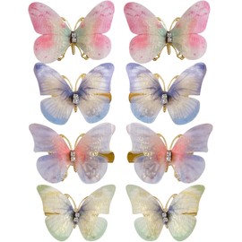4 pares de pinzas para el cabello con forma de mariposa pinzas con forma mariposa voladora diamantes imitación accesorios coloridos y lindos 4, 2 cm para el cabello niñas.