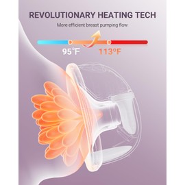 comfyer Electric Portable Hands-Free Breast Pump for Baby Mouth, Sealed Flange with 3 Types 17, 19, 21 mm and 9 Levels, Heat Compress, Magnetic Charging, App Control