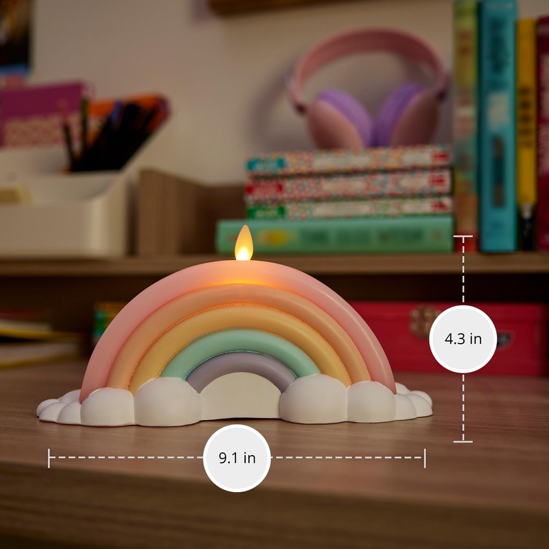Luminara Flameless Home Decor - Pastel Crystal Rose Rainbow LED