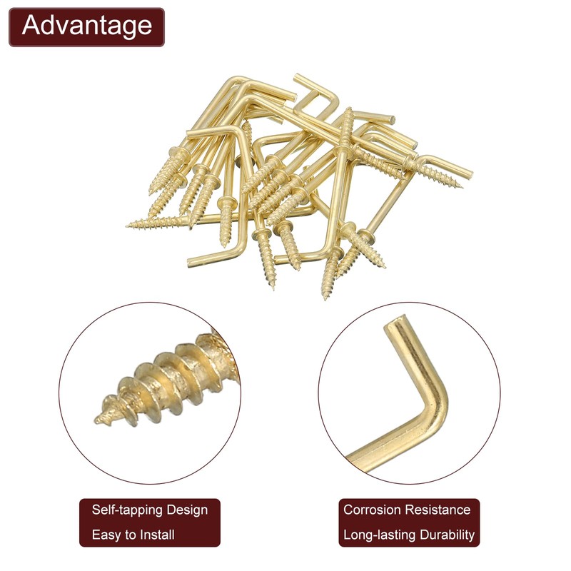 uxcell Right Angle Hooks, 20Pcs 2" L Shaped Screw Hooks