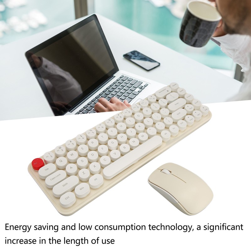 Wireless Keyboard Mouse Combo Mini Portable Retro Silent 2.4G Wireless