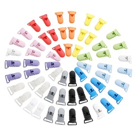 60 clips de chupete para chupete, clips de plástico para chupetes, juguetes de dentición, babero, 12 colores