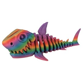 Skeleton Shark – Articulating Figurine – Eco-Friendly PLA – Unique Shark Desk Toy & Stress Relief for Teens & Adults – 3D Printed in Canada