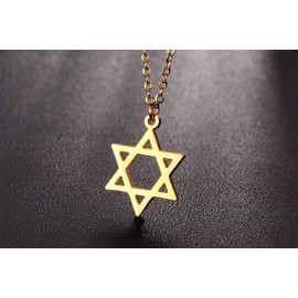 Yifnny Star of David Necklace, Hexagram Necklace Megan Star of David Pendant Necklace 18K Gold Plated Rope Chain Stainless Steel Necklace Jewelry for Women Men (Gold)