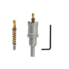 REETAI-FOUR 1'' TCT Hole Saw Kit Tungsten Carbide Tipped Hole Saw Drill Bit with Titanium-Plated Pilot Drill bit for Metal, Stainless Steel, Iron (25MM)