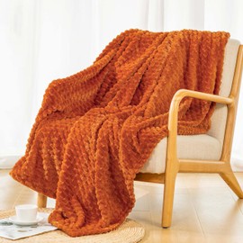 Bnuitland Orange Flannel Throw Blanket (50X70 inches), 300 GSM Fleece Cozy Warm Soft Home Decor Lightweight Bed Sofa Blanket for Adults, Suitable for All Seasons.