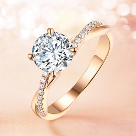 Magiie Jewellery Anniversary Trust Ring, 18 Carat Gold-Plated Women's Ring, Gold, Ring, Zircon Eternity Rings, Partner Rings for Women, Stainless Steel