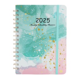 lelewangluo 2025 Diary, Diary 2025 Week to View from Jan. 2025 to Dec. 2025, A5 Diary 2025 with Hard Cover, 21.5 x 15.5x 1.6 cm (green)