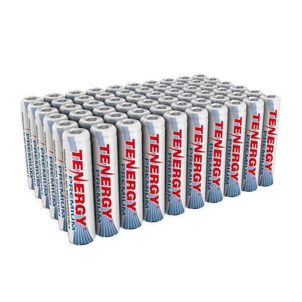 Tenergy - Baterías AAA recargables de alta capacidad 1000 mAh NiMH AAA, batería de celda AAA, paquete de 60