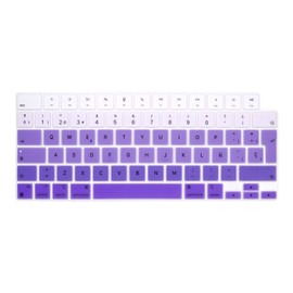 Spanish Keyboard Cover EU Layout for MacBook Air 13.6" 15.3" (A2681 A2941)/for MacBook Pro 14"(A2991 A2779 A2442)/for MacBook Pro 16"(A2992 A2780 A2485),Silicon Keyboard Protector (Gradient Purple)