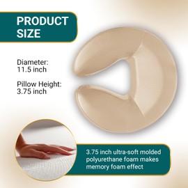 EASY SPA Premium Massage Face Cradle Cushion Memory Foam, Massage Pillow Face Down for Massage Table, PU Leather U Shaped Pillow (Beige)