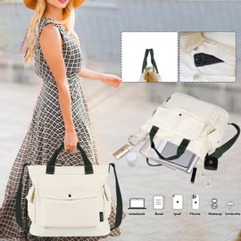 Right 20 Canvas Bag for Women, Canvas Shoulder Bag Women, Shoulder Bag, Casual Multifunctional Crossbody Bag for School, Work, Travel etc, beige