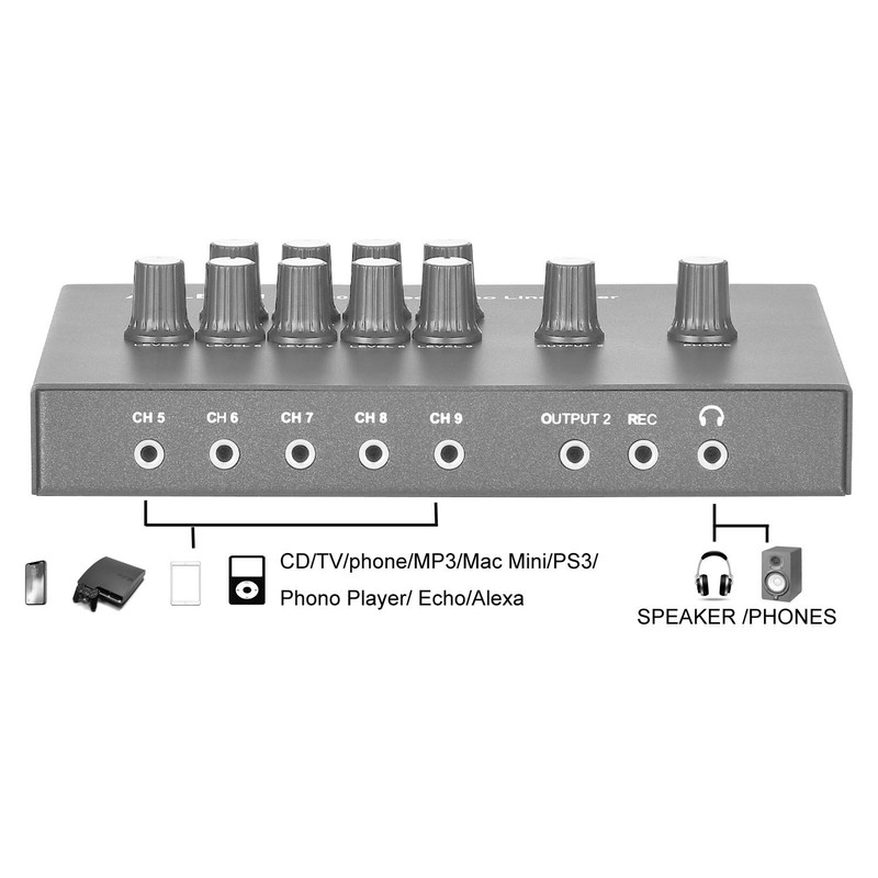 ANLEON MX400 Low-Noise 4-Channel Mono Line Mixer for guitars bass
