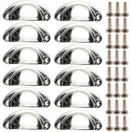 Mokife Silver Kitchen Handles Retro Pack of 12 Shell Handles Metal Cabinet Handles Chrome Kitchen Shell Cabinet Handles for Chest of Drawers Cupboards Drawer Cabinet Kitchen Cabinets Furniture Door