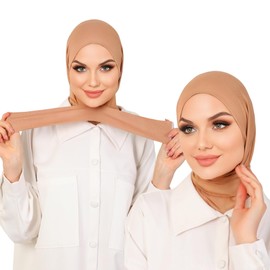 ZOKAK Instant Hijab Scarf For Women, Premium Jersey Head Scarf Wrap, Practical Jersey Hijab, Women Muslim Instant Hijab (P11 Aprikot)