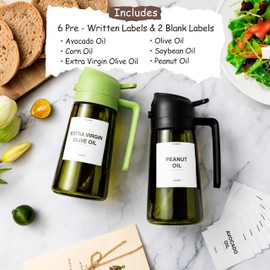 TrendPlain - Original 16oz/470ml Olive Oil Dispenser Bottle for Kitchen Gadgets and Air Fryer Accessories - Olive Oil Sprayer for Cooking w/Stickers (Light Blockage) - Ash