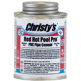 Christy's Red Hot Pool Pro PVC Cement - Medium Body, Very Fast Set, Low-VOC, 1/2 Pint (8 fl oz)